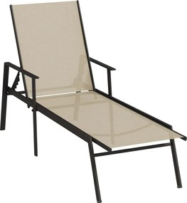 vidaXL Șezlong, crem, oțel și țesătură de textilenă