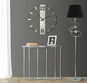 Ceas decorativ argintiu/negru din metal, ∅ 63 cm, Silvery Mauro Ferretti