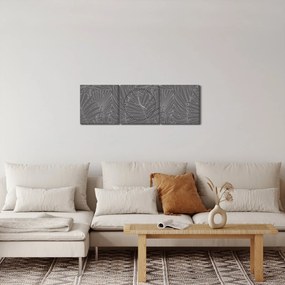 Tablou - Frunze de palmier gri (cu ceas) (90x30 cm)