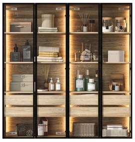 Set de 2 dulapuri de baie cu iluminare LED, Negru | Aosom Romania