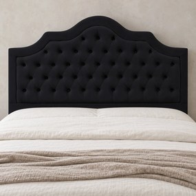 Pat tapițat din catifea Imperio cu nasturi 140×200 cm, negru, cu ladă de depozitare