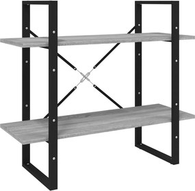 vidaXL Bibliotecă 2 niveluri gri sonoma 80x30x70 cm lemn compozit