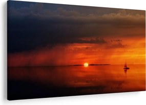 Tabloul apusului de soare cu barca (90x60 cm)
