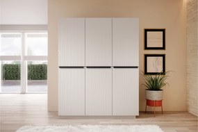 Dulap Nicole 150 cm - alb mat / mânere negre