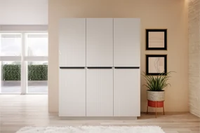 Dulap Nicole 150 cm - alb mat / mânere negre