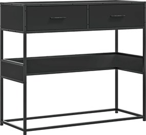 vidaXL Măsuță consolă, negru, 90x35x80 cm, lemn prelucrat