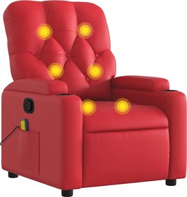 vidaXL Fotoliu de masaj rabatabil, roșu, piele ecologică