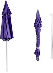 Umbrela de plaja Muhler YL1039, 200x200 cm, Protectie UV, Cadru din otel, Inclinare reglabila, Violet