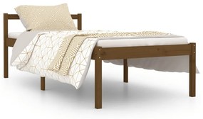 810582 vidaXL Pat seniori single, maro miere, 90x190 cm, lemn masiv pin