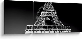 Tablou - Turnul Eiffel, alb-negru (cu ceas) (90x30 cm)