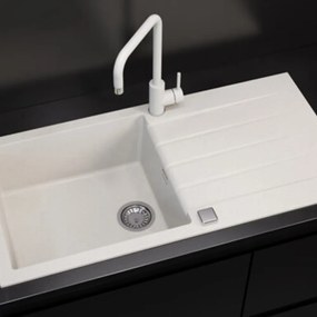 Set chiuveta bucatarie Alveus Cadit 50 alb 100x50 cm si baterie Kati monocomanda