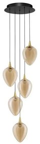 Lustra moderna cu 5 pendule LED, Metal, Sticla, Champaign, Nali