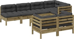 vidaXL Set canapea de grădină cu perne, 8 piese, lemn de pin tratat