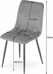 OFERTA Scaun de catifea neagra LAVA cu picioare negre II. calitate