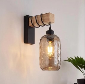 Brilagi - Aplica de perete WOOD GLASS 1xE27/60W/230V pin/negru/maro fumuriu
