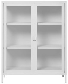 Vitrină Brisbane, 2 uși din sticlă, oțel, alb 80x40x101 cm