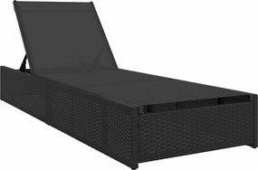 vidaXL Șezlong Negru 200.5 x 70 x 75 cm poliratan