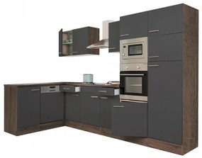 Mobilă de bucătărie de colț Yorki 340, corp din stejar Yorki, cu față antracit satinat