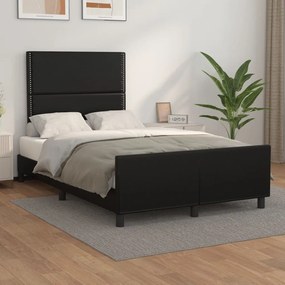 3270554 vidaXL Cadru de pat cu tăblie, negru, 120x190 cm, piele ecologică