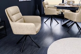 Set de 2 scaune pivotante Big George piele si microfibra bej