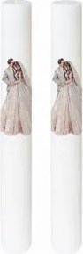 Set 2 Lumanari Nunta Mire si Mireasa imbratisati gri 5,5 cm, 30 cm