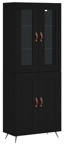 3198314 vidaXL Dulap înalt, negru, 69,5x34x180 cm, lemn compozit