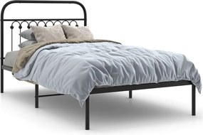 vidaXL Cadru de pat metalic cu tăblie, negru, 100x190 cm