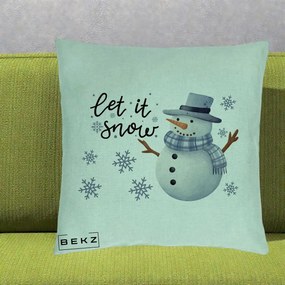 Perna Decorativa Let It Snow Om de Zapada, 40x40 cm, Verde Menta, Husa Detasabila, Perna Inclusa, BEKZ®