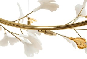 Lustra Suspendata, Metal Auriu, Petale Flori Albe, FLORA 80 PP