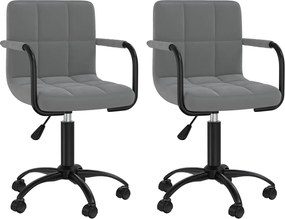 vidaXL Scaune de bucătărie pivotante, 2 buc, gri închis, catifea