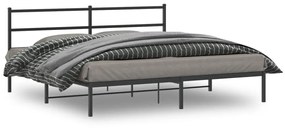 355370 vidaXL Cadru de pat metalic cu tăblie, negru, 183x213 cm