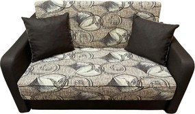 Canapea SAMY extensibila, 2 locuri, cu lada de depozitare, stofa crem cu maro, cadru metalic, 152x100x92 Maro + Crem, Stofa