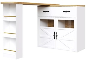 Masă de bar extensibilă cu spațiu de depozitare și funcție de rotire 360°, alb | Aosom Romania