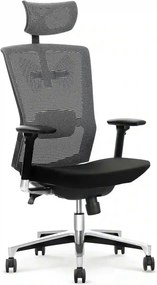 Scaun de birou AMBASADOR, negru/gri, stofa/plasa, 64x63x128/138 cm