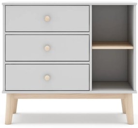 Comodă pentru copii albă joasă 90x81 cm Esteban – Marckeric