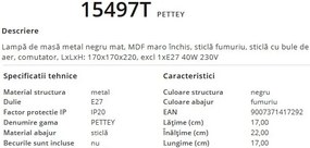 Veioza, lampa de masa design modern PETTEY lemn 15497T GL