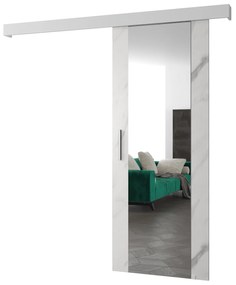 Uși culisante 90 cm Sharlene II (marmură alb + alb mat + argintiu) (cu oglindă). 1043649