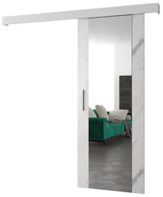 Uși culisante 90 cm Sharlene II (marmură alb + alb mat + argintiu) (cu oglindă). 1043649