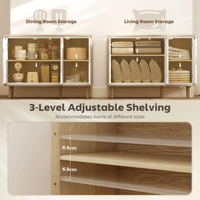 HOMCOM Bufet Modern cu 3 Uși și Raft Reglabil 107x35x77cm Alb și Stejar | Aosom Romania