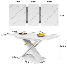 Masă extensibilă de dining, Alb | Aosom Romania