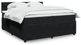 3287838 vidaXL Pat box spring cu saltea, negru, 200x200 cm, catifea