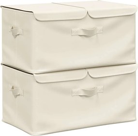 vidaXL Cutii de depozitare 2 buc. crem 50x30x25 cm material textil