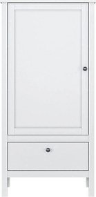 Dulap OLE, alb, PAL laminat, cu o usa si un sertar, 65x37x135 cm