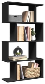 vidaXL Bibliotecă/separator cameră 4 niveluri negru 70x24x129 cm, lemn