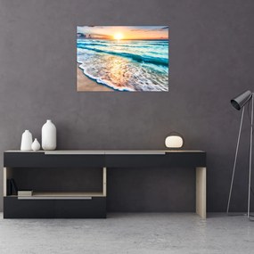 Tablou pe sticlă - Plaja de la mare (70x50 cm)