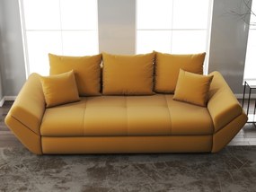 Canapea extensibilă dumonde cu ladă de depozitare si sezut confortabil din spuma high-density, Loana Royal Mustar 250x100 cm