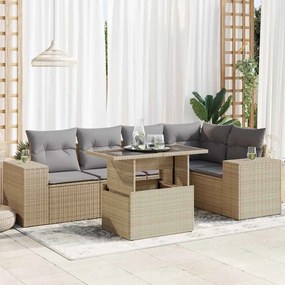 vidaXL Set canapele de grădină cu perne, 6 piese, bej, poliratan