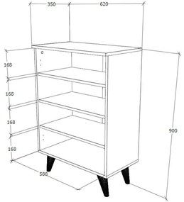 Pantofar Luton, 2 Usi, Stejar Artisan, 62 x 35 x 90 cm
