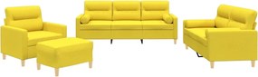 vidaXL Set de canapele cu perne, 4 piese, galben deschis, textil
