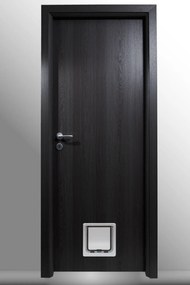 Usa de interior echipata cu usita batanta pentru pisici catei Gri Antracit, Folie Decor